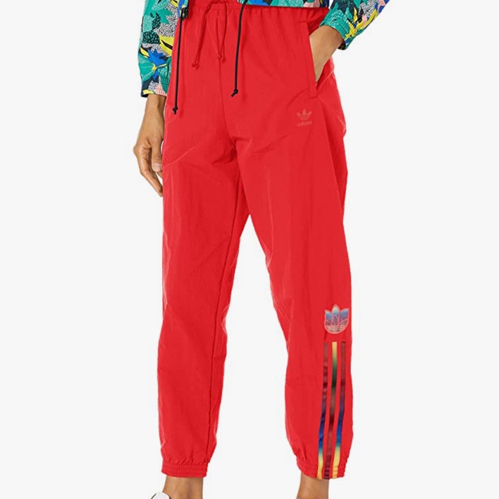 Red Adidas swish pants! Vintage style, never been worn, super cute and trendy!